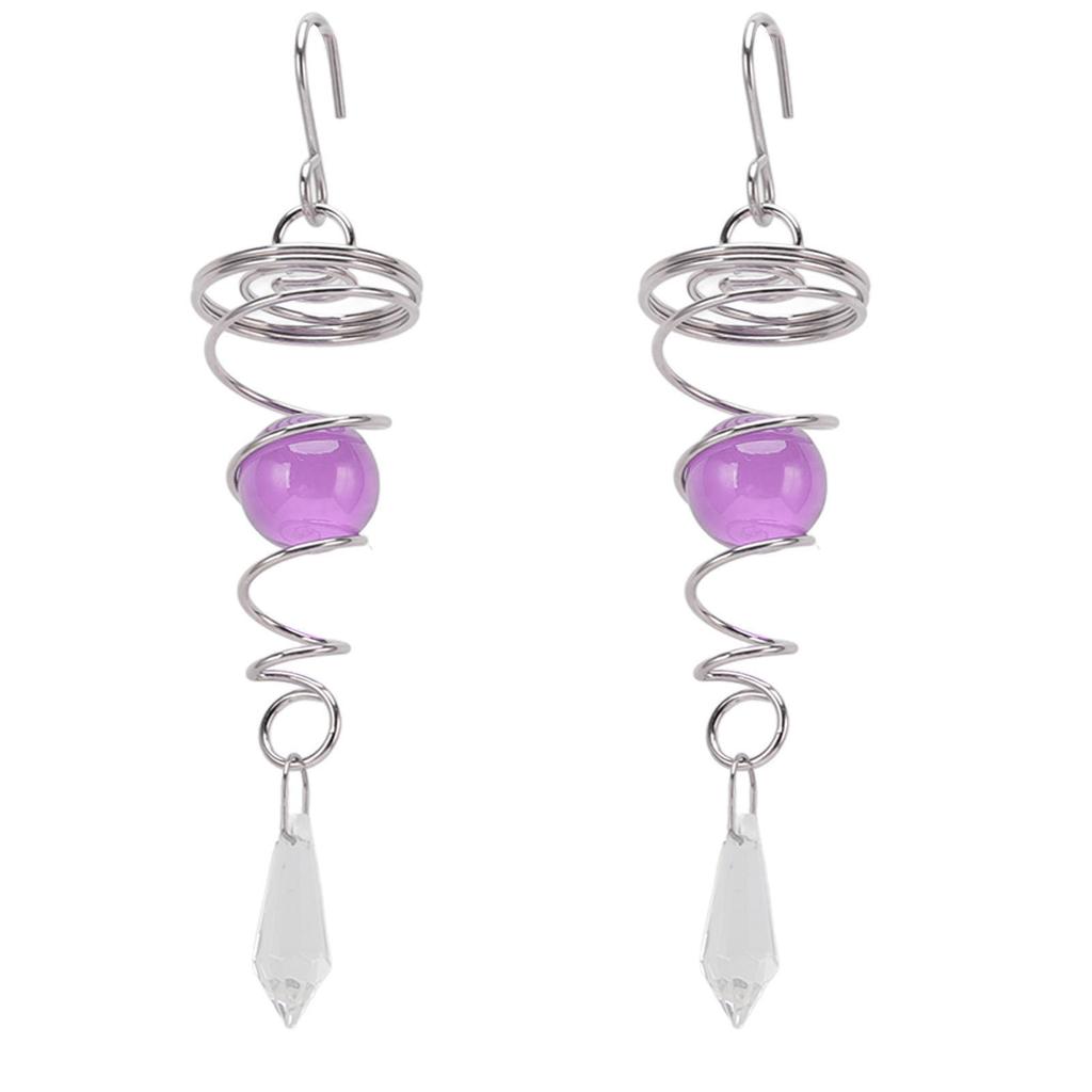 2Pcs Gazing Ball Spiral Tail Wind Spinner Stabilizer Stainless Steel Spiral Wind Chimes for Outside