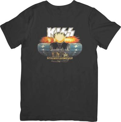 Kiss Музыка Хэви-метал Унисекс Посадка для мужчин и женщин Качественная хлопковая футболка Черная