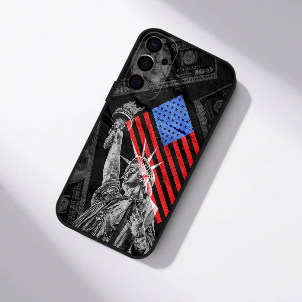 Флаг США Американский чехол для телефона для Samsung S25,S24,S21,S22,S23,S30,Ultra,S20,Plus,Fe,Lite,5G Черный чехол