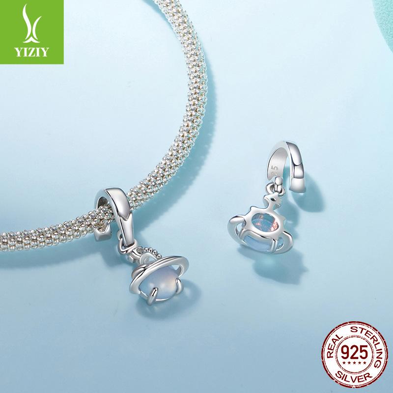 S925 Silver Planet Bead Pendant Personalized Diy Bracelet Beaded Accessories