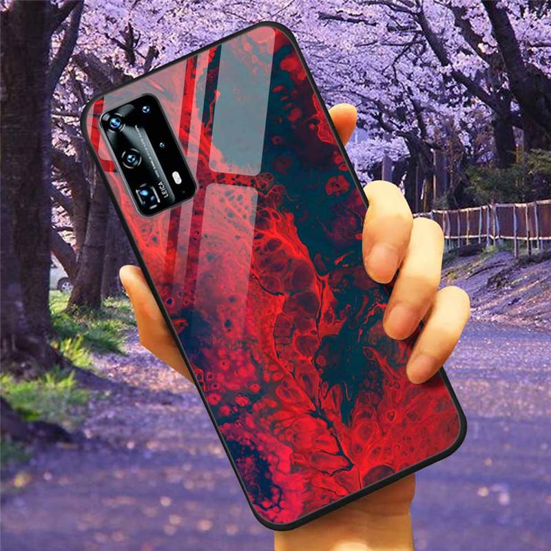 Для Huawei P40 Lite / P40Pro Чехол P 40 Закаленное Стекло Звездный Мрамор Жесткая Задняя Крышка для Huawei P40 Pro / P40Lite E Чехлы Coque