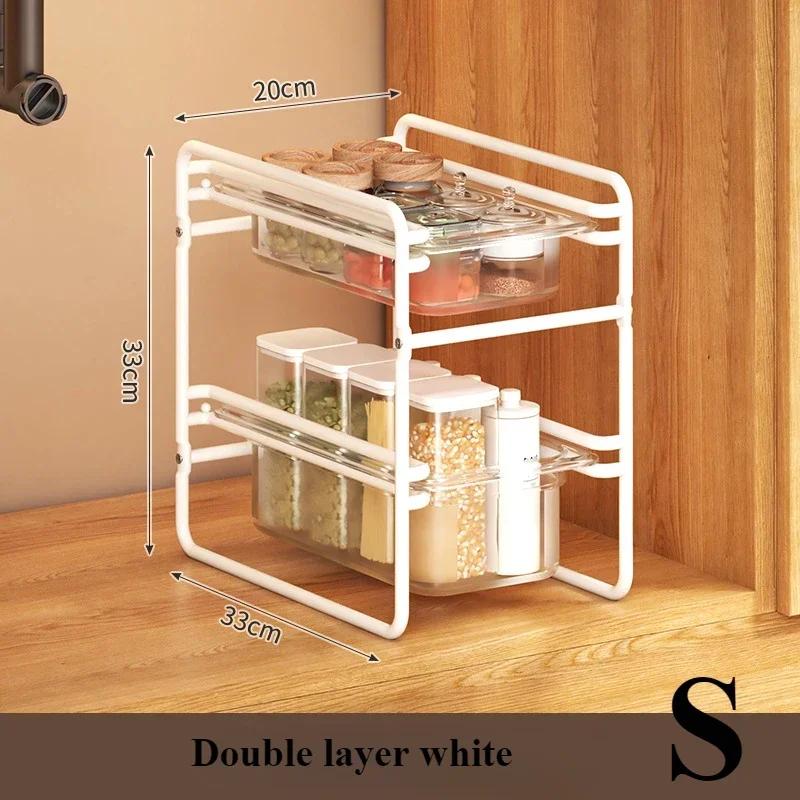 Scalable Kitchen Storage Rack Waterproof Antirust Withdrawable Type Storage Racks Household Simplicity Vegetable Fruit Basket