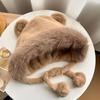 Velvet Lining Winter Hat Cute Bear Ears Bucket Hat Cold-proof Windproof Hat  Women