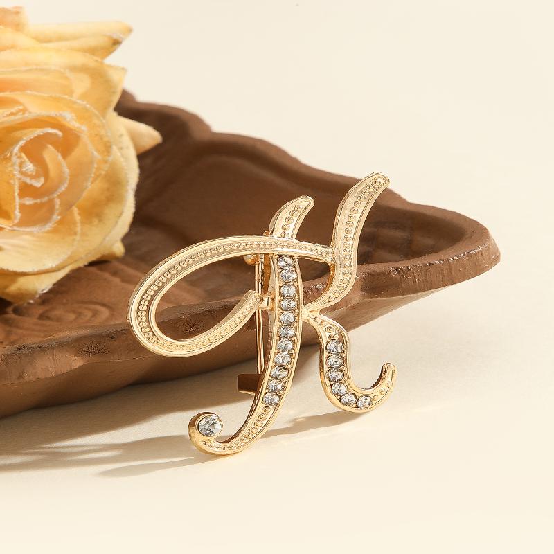 Женская брошь в виде буквы от A до Z, стразы, кристалл, золотистый цвет, английский алфавит, металлические значки, милая брошь, ювелирные аксессуары, подарок