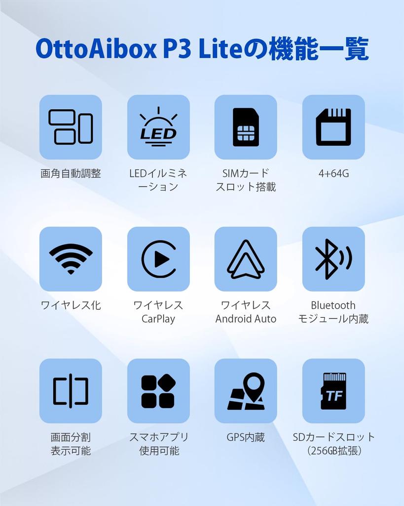 Ottocast OttoAibox P3 Lite Ottocast новая модель CarPlay AI Box 4 ГБ памяти Android 12 Устройство Android Совместимо с автомобильной навигацией Смотрите видео в