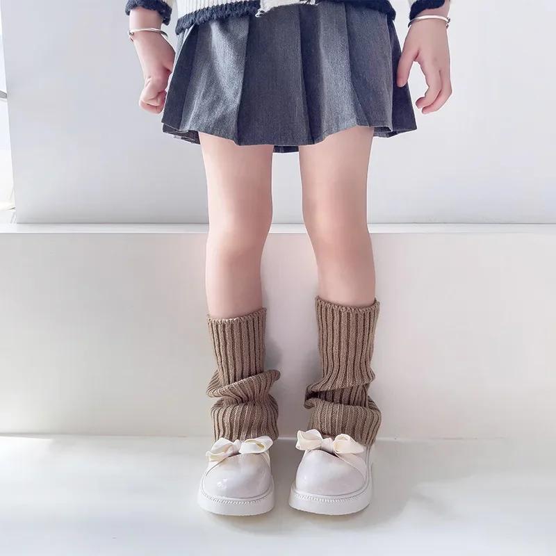 19 Стилей Конфетных Цветов Корейские Милые Детские Гетры Вязаные Чехлы для Ног Детские Девочки Однотонные Эластичные Гольфы-Трубы Осенне-Зимние