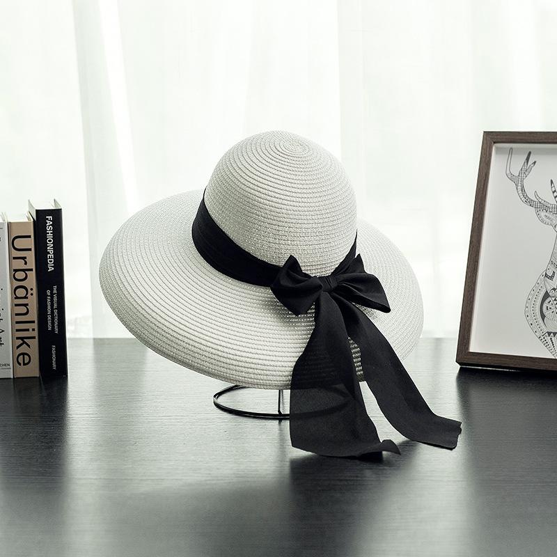 Широкополая шляпа от солнца для женщин - складная пляжная кепка для путешествий с защитой от ультрафиолета, повседневная плетеная шляпа для отдыха на открытом воздухе без перьев