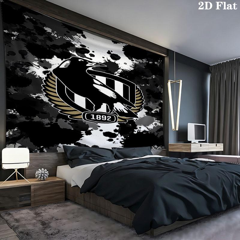 Collingwood Football Club Wall Tapestry Aesthetic Wall Hanging Printed Fabric Blanket Decorative Tapestries for Bedroom Living Room Home Decor