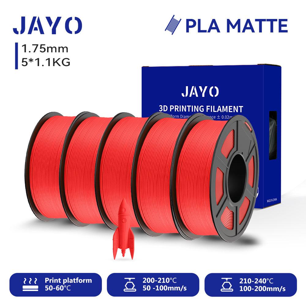 JAYO 5 катушек 3D PLA Матовый Филамент для 3D-принтера 1,75 мм+/-0,02 мм 100% Без пузырьков Нетоксичный Материалы для 3D-печати для 3D-принтера и ручки