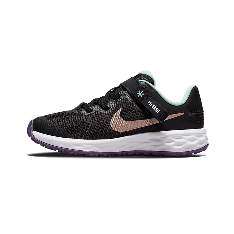 Nike REVOLUTION 6 FlyEase Перерабатываемый материал Низкие детские кроссовки для бега Черный Зеленый Коричневый Дети возрастом 3-7 лет DD1114-005