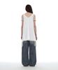 Partimento Woman Asymmetric Lace Trim Slip Dress_White