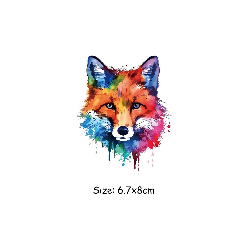 Colors Fox Thermal Patch Stripes Diy Accessory Sticker Heat Press Appliqued Fashion Jeans Patch For Clothes Animal Series Decals