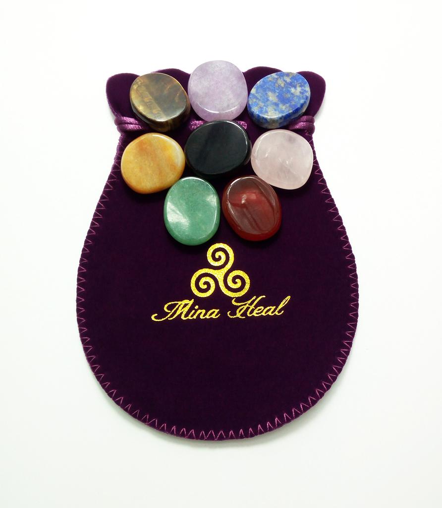 Chakra Stone 8 Piece Kit Oval Crystal Healing Meditation Chakra Stone 8 Piece Kit Oval Crystal Healing Meditation Reiki Worry Stone Palm Thumb Pocket
