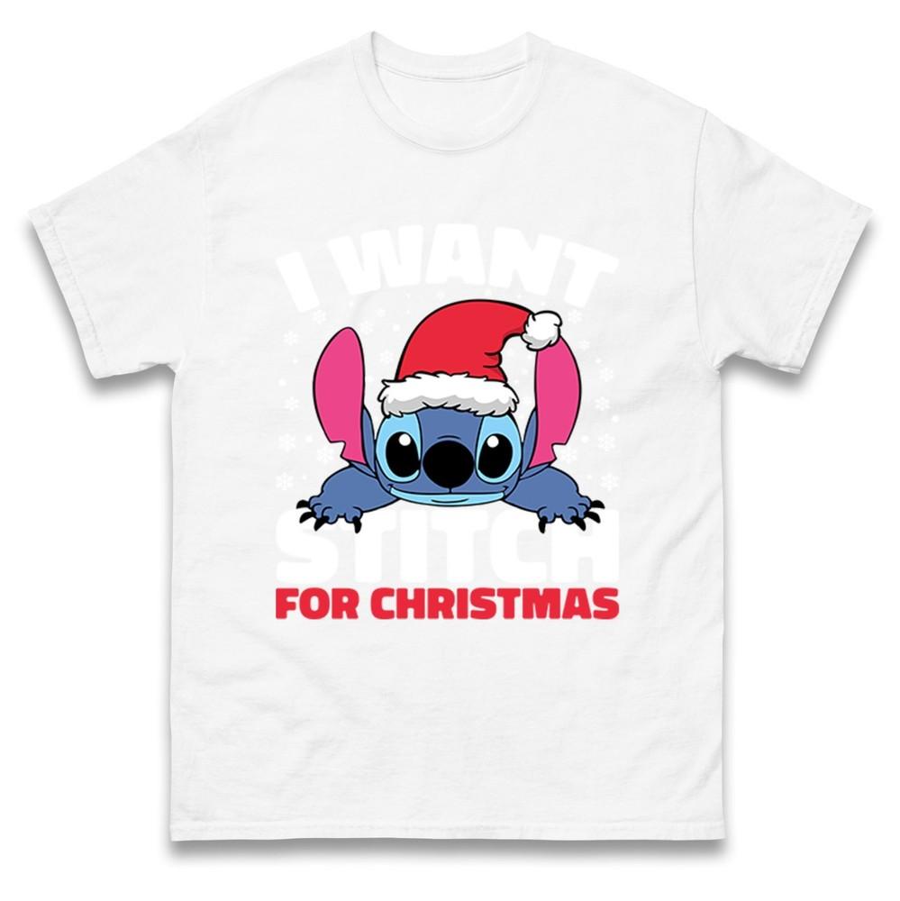 I Want Stitch For Christmas T Shirt Xmas Festive Tee Top Xmas Gift Tee