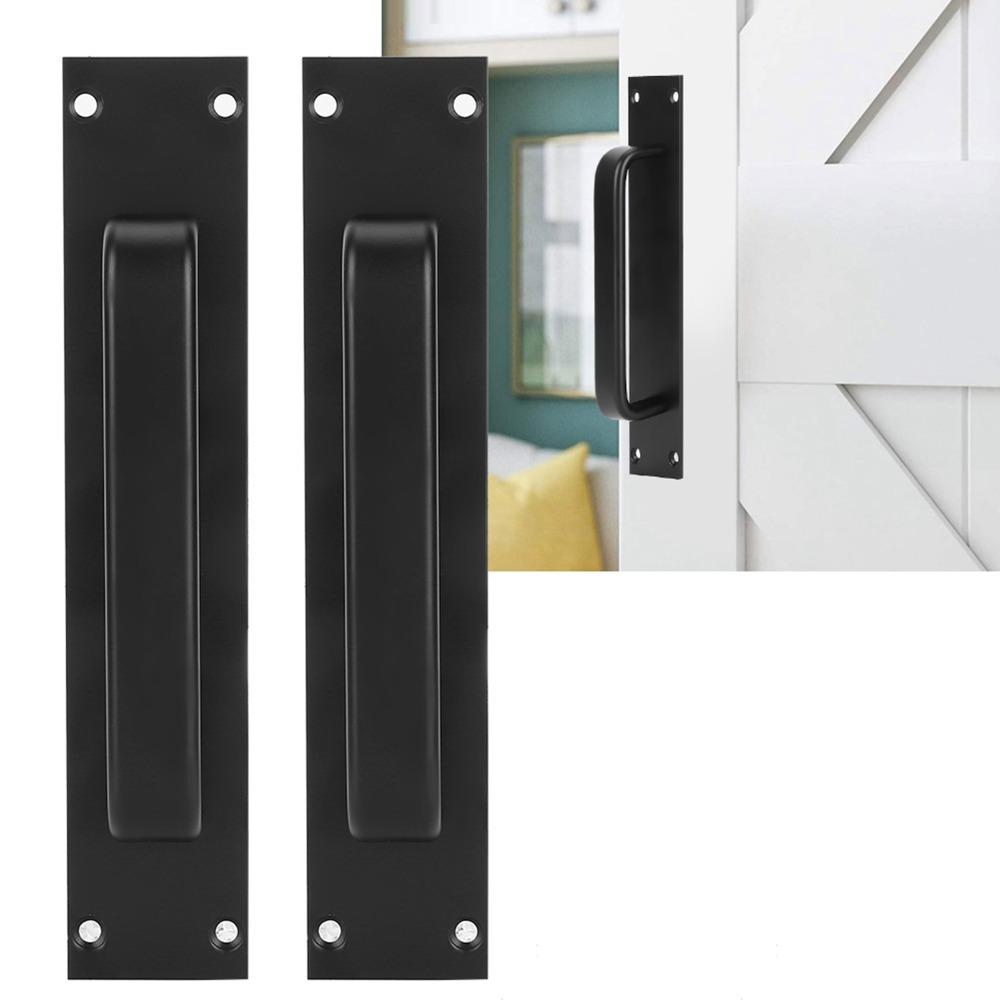 2 Pack Aluminum Alloy Door Pull Handle Black Barn Door Handles Sliding Door Handle Kitchen Cabinet