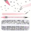 3 Pieces/set of Sparkling Diamond Drawing Rhinestone Tools Include Premium Tweezers and Pick Up Pencils Complete Nail Rhinestone Storage Kit