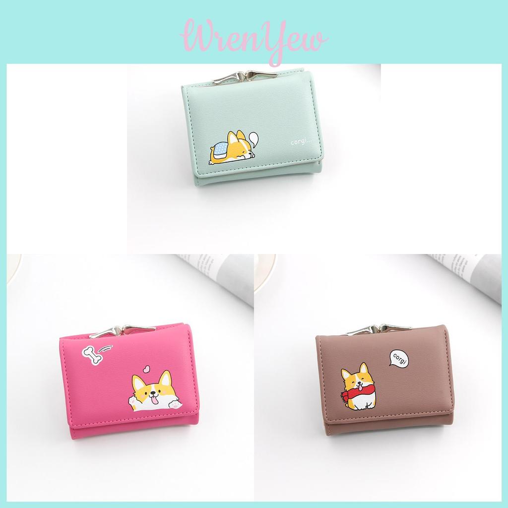 Cute Anime Inspired Short Wallet Pu Material With Three Fold Design For Women