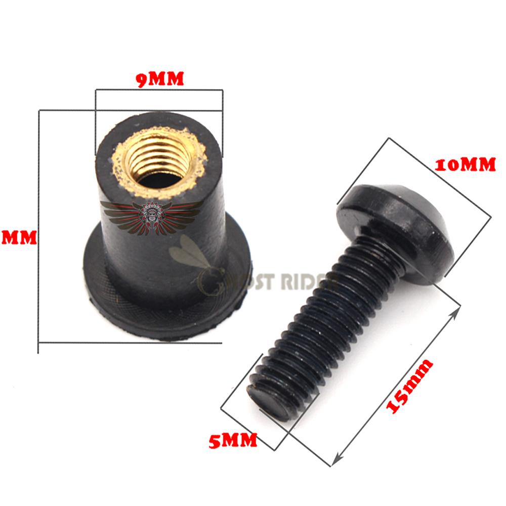 10 шт. мотоциклетные болты лобового стекла 5 мм, винты, гайки, крепежный комплект для KAWASAKI NINJA 250R/300 ZZR 400 versys 650/1000