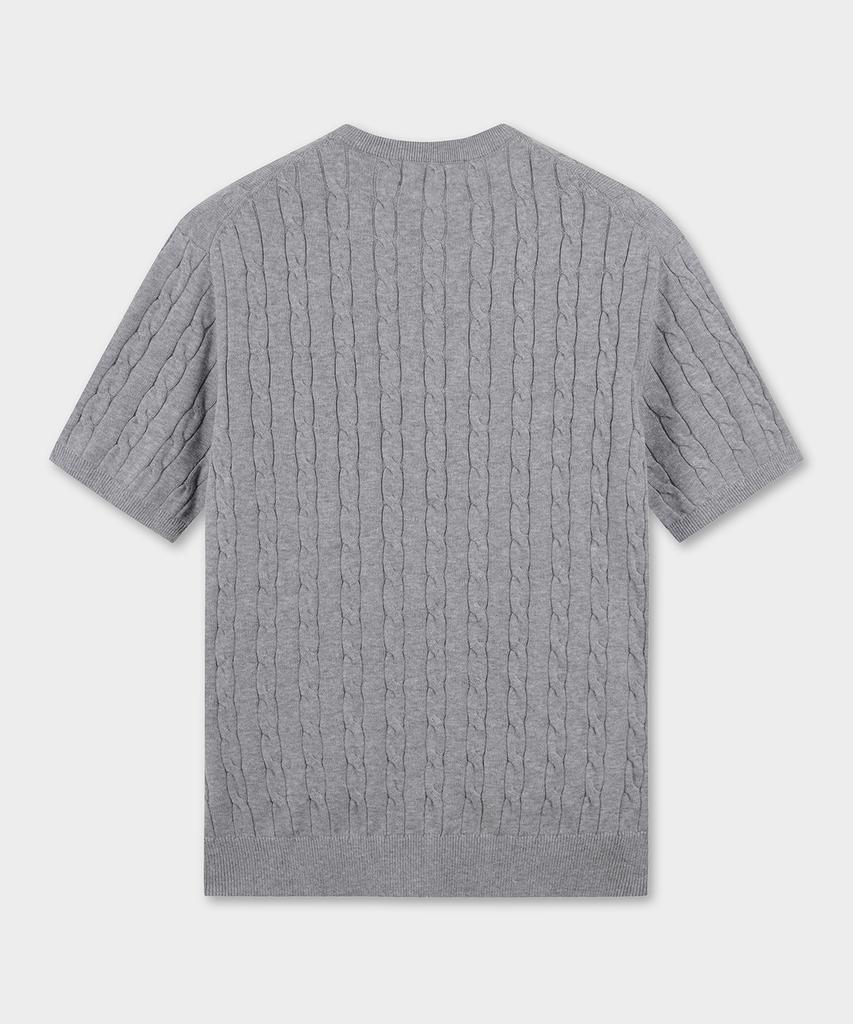 BROOKS BROTHERS Cotton Cable Crew Neck Short Sleeve Sweater (Grey) (Bbwrmo203Awfm)