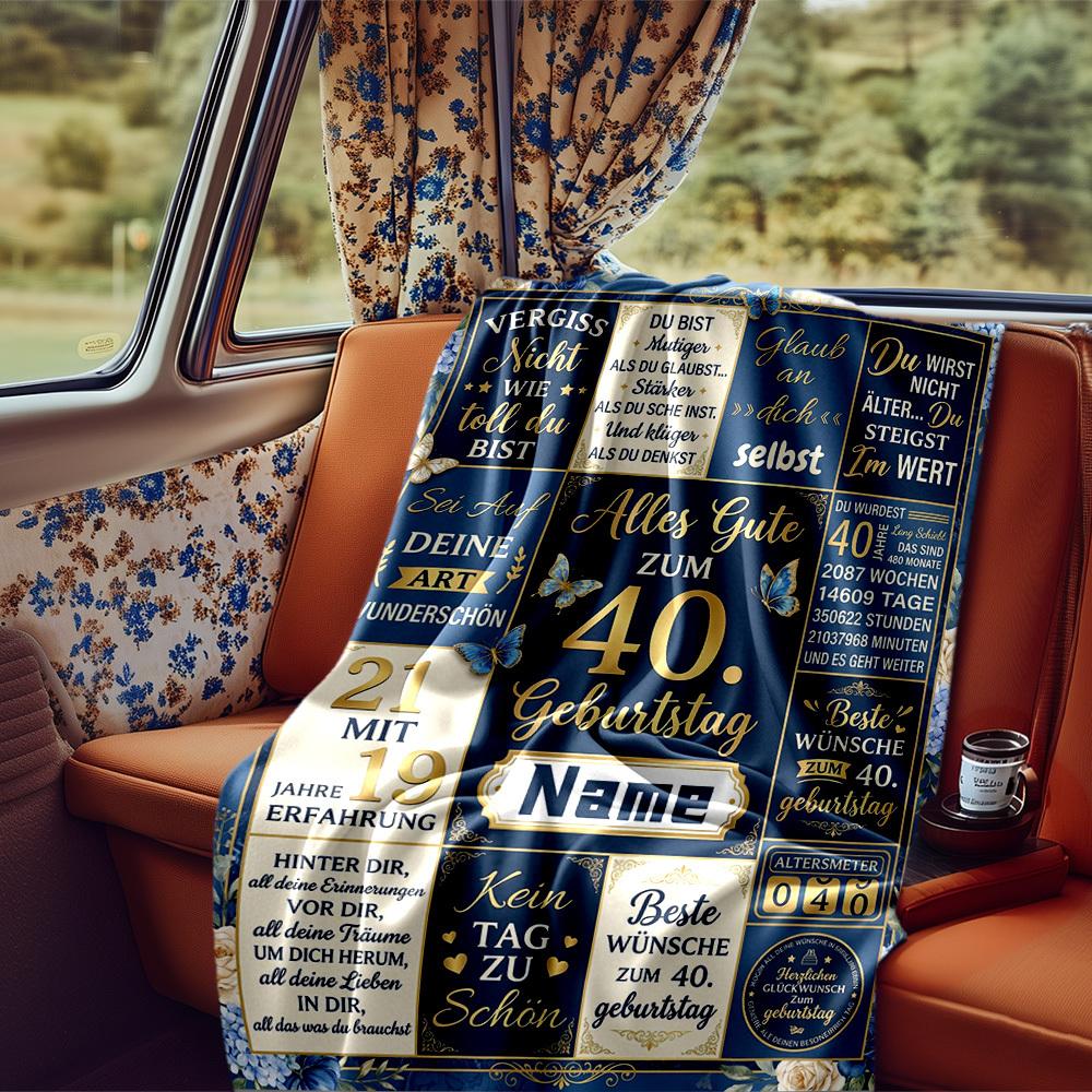 Golden Milestone Celebration Blanket Personalized Name Soft Comfortable Stylish Blanket Car Blanket Perfect For Travel Camping Outdoor Home Suitable