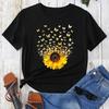 Бабочка Подсолнух Стиль Тренд Женская Одежда Модная Графическая Футболка Летняя Повседневная Короткий Рукав Женские Базовые Футболки Топы