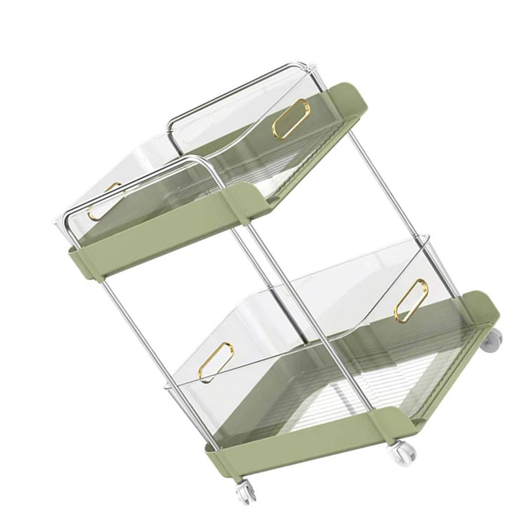 Перекатная тележка 2-ярусная большой вместимости, мобильная хозяйственная тележка, органайзер для хранения книг и продуктов для дома, кухни