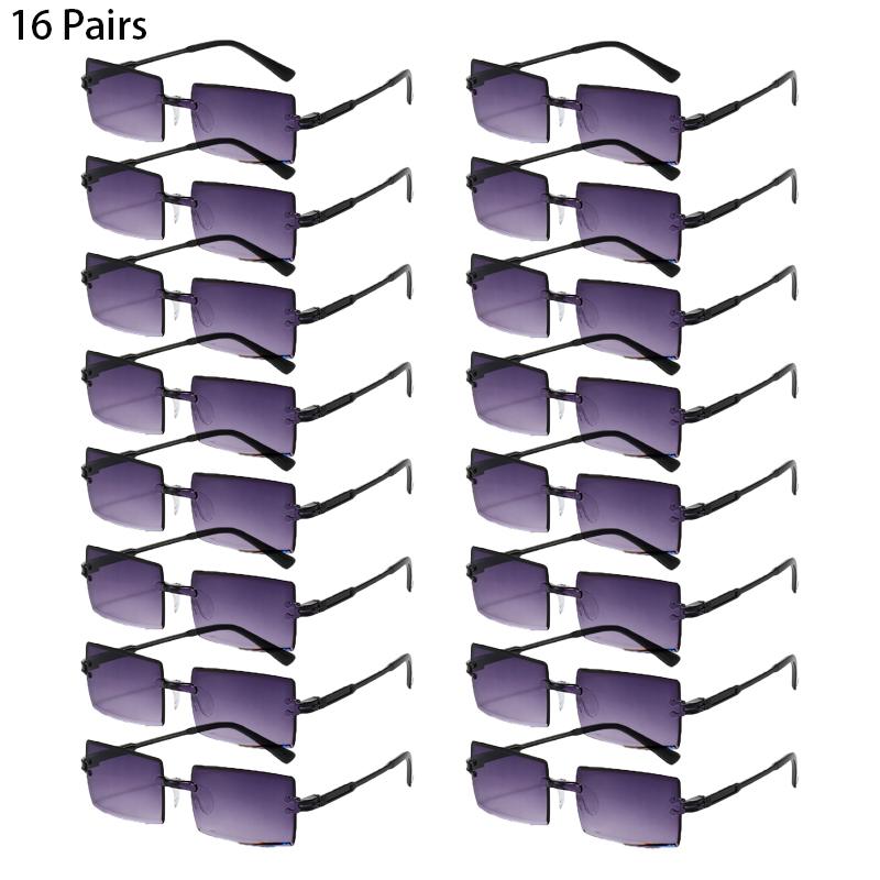 16/20 пар Прямоугольные Солнцезащитные очки Мужские Модные Безободковые Градиентные Многоцветные Пляжные Оттеночные очки Женские Новые Модные Рейв Солнцезащитные очки