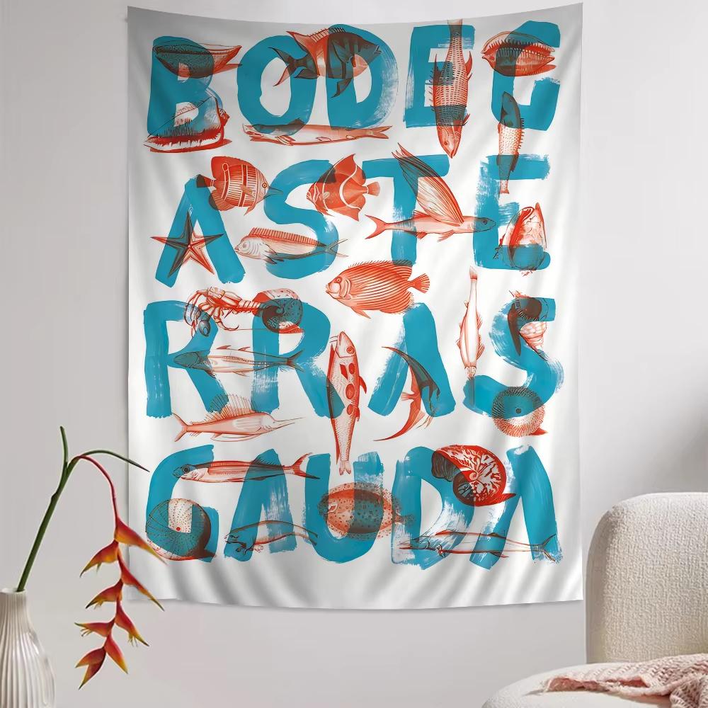 Colorful Sardine Lobster Fish Tapestry Bohemian Japanese Ocean Wall Hanging for Living Room Home Dorm Room Decor Gift