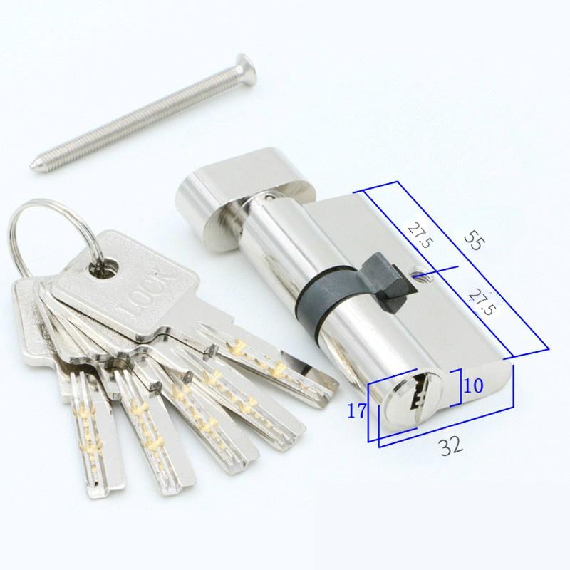 Дверной цилиндр 55 60 65 70 75 80 85 90 мм, защитный медный цилиндр замка, внутренняя ручка для спальни, гостиной, латунный ключ, запирающийся на 5 ключей