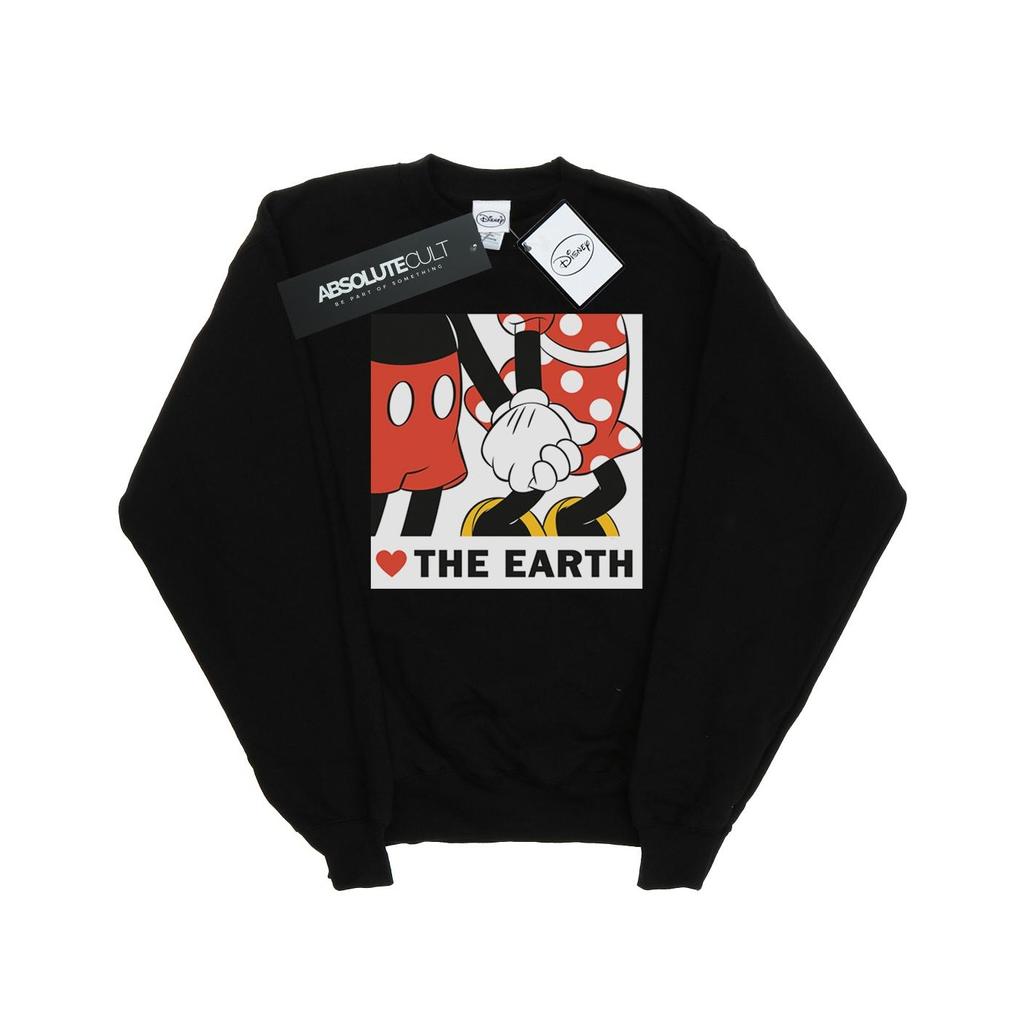 Disney Mens Mickey Mouse Heart The Earth Sweatshirt