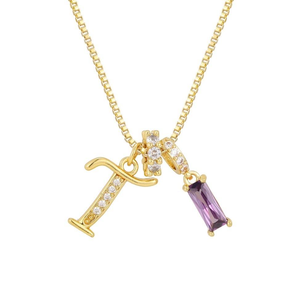 Adjustable Letter Jewelry Hypoallergenic Shiny Zircon Embedded Geometric Pendant Necklace Geometric Design Dopamine Style