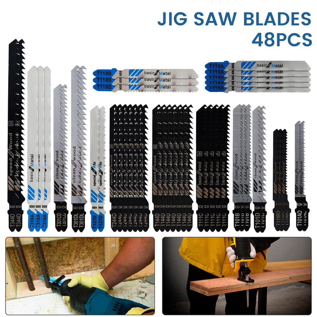 10-50Pcs T-Shaft Jigsaw Blades HCS Assorted Jig Saw Blades For Wood Plastic Metal Cutting Jig Saw Blades for Thin Metal Cutting