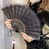 Floral Pattern Folding Fan Tassel Lace Fan Fashion Handheld Fan  Photo Props