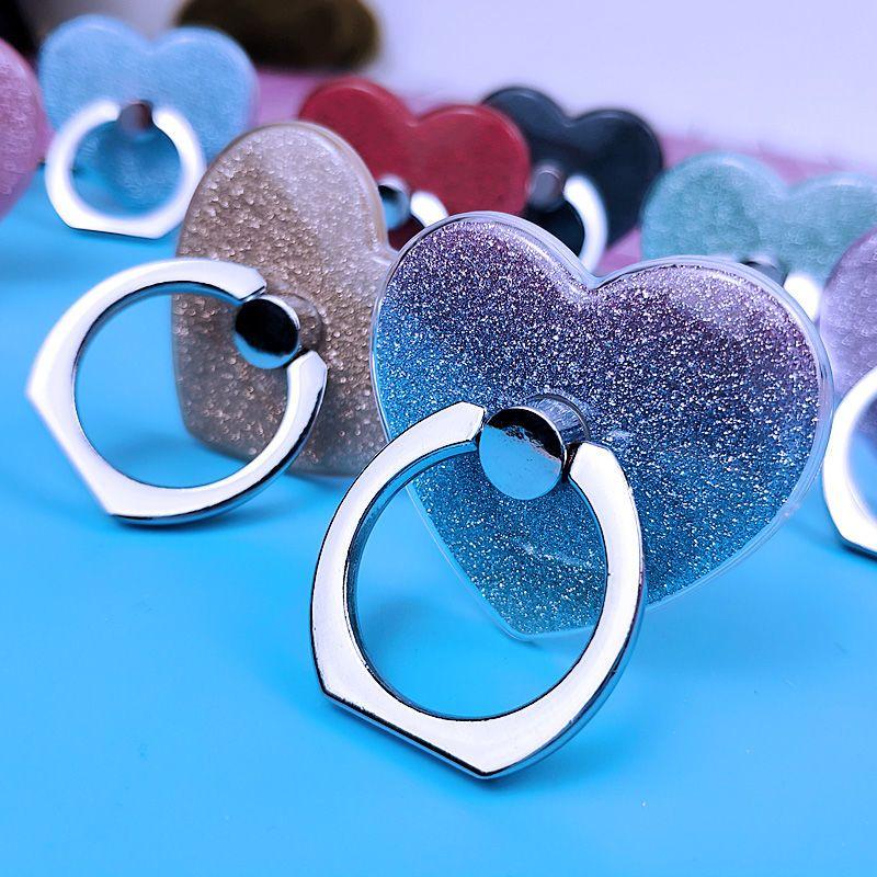 Сверкающая розовая пряжка для кольца на палец с липкой надписью «Любовь», защита от падения и потери, универсальная пряжка для ленивого телефона, мужские и женские браслеты с блестками