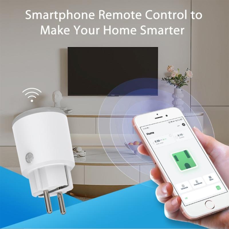 16A WiFi Intelligent Socket Matter WiFi Socket Timer Outlet Power Monitor Support Voice Control Power Switch For Home