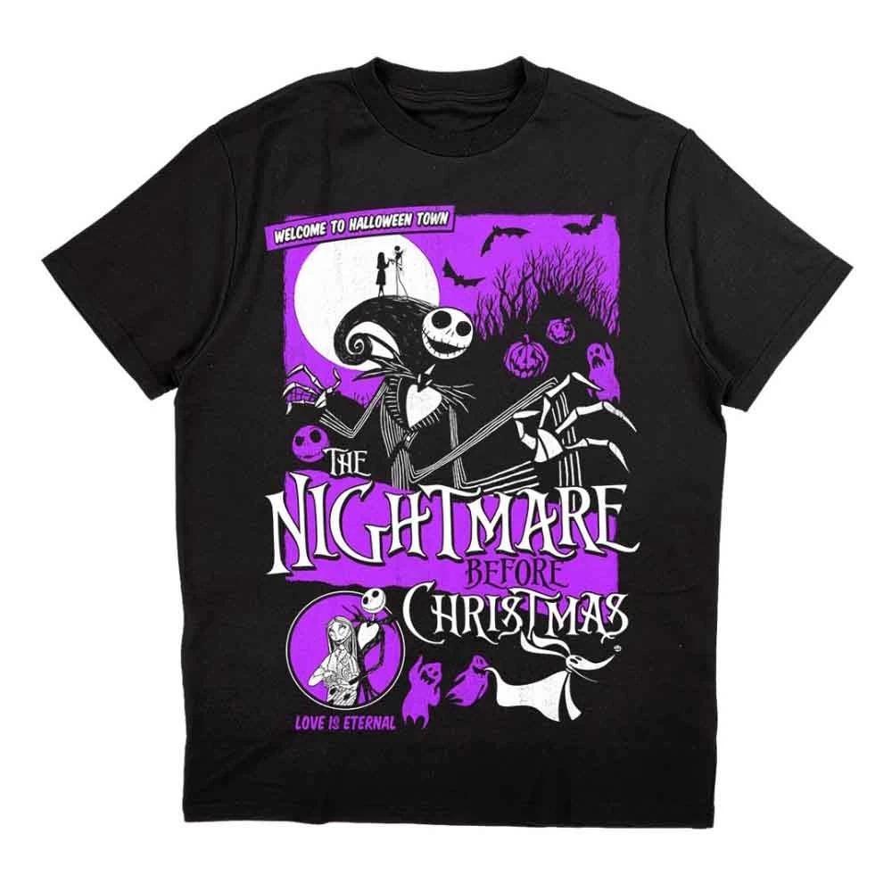 The Nightmare Before Christmas Welcome To Halloween Town T-Shirt Black New
