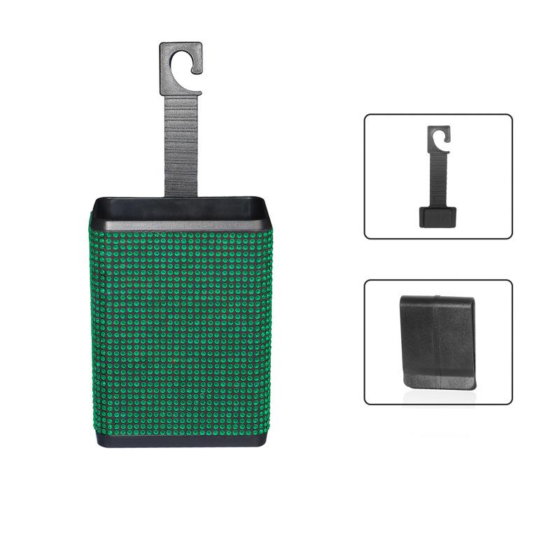 Автомобильный мусорный бак со стразами, контейнеры для хранения, пластиковый цветной ящик для хранения с алмазной спинкой, захват для мусора, подвесные аксессуары для автомобиля