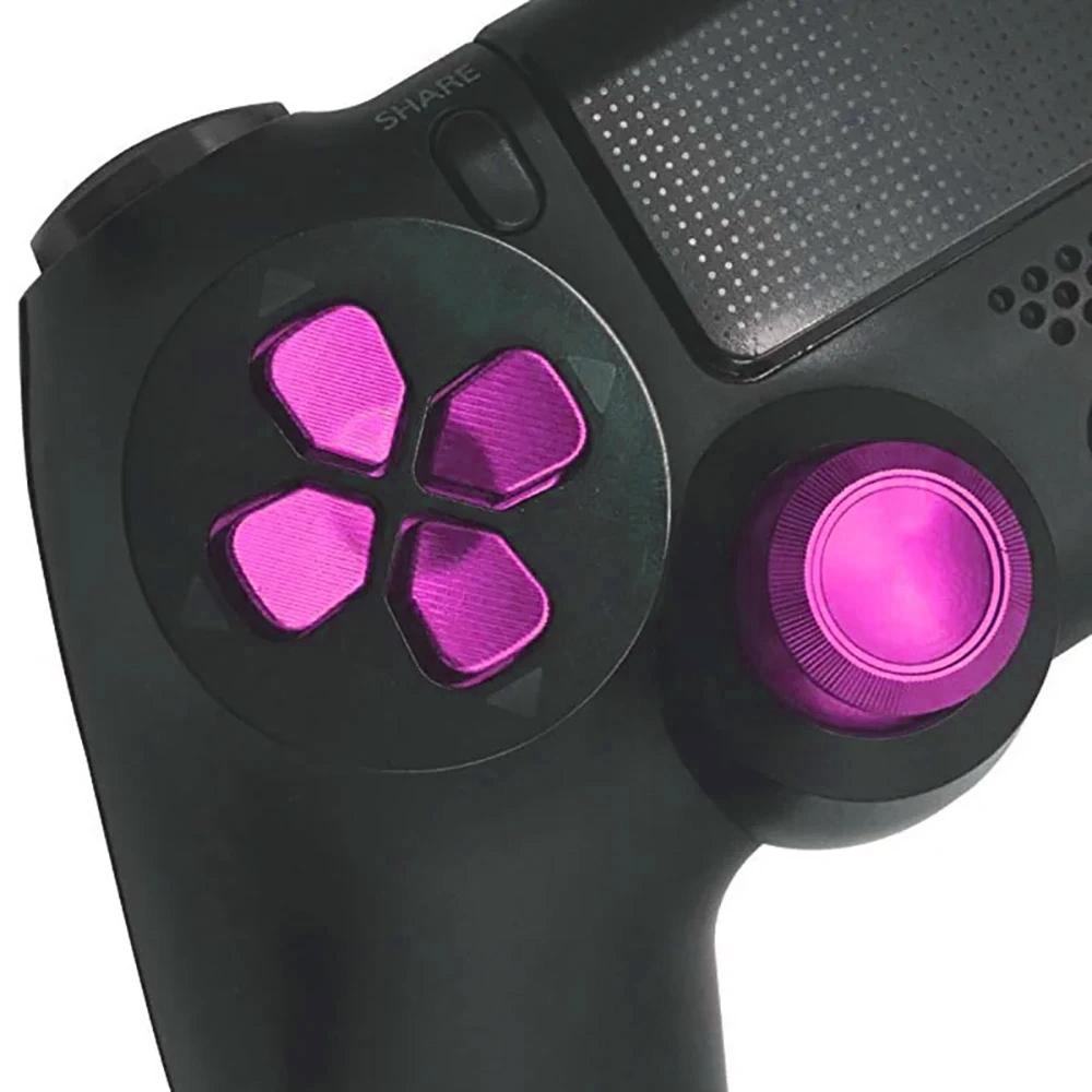 1 комплект Для PS4 Металлическая грибовидная крышка для большого пальца Алюминиевые кнопки ABXY Крестовина Джойстики Хром для ручки контроллера PS4 SLIM PRO