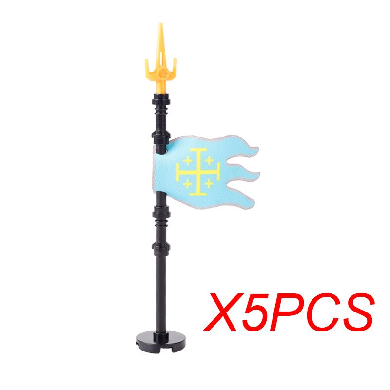 MOC Medieval Red Lion Black Eagle Castle Soldier Knight Horse Mount Building Block Military Figure Vest Armor Flag Toy Gift