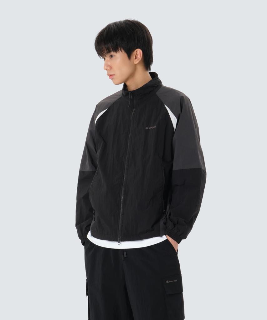 Легкая ветровка Snowpeak Apparel из таслана с цветовыми блоками и воротником-стойкой (S26Smlwb58) Темно-серый
