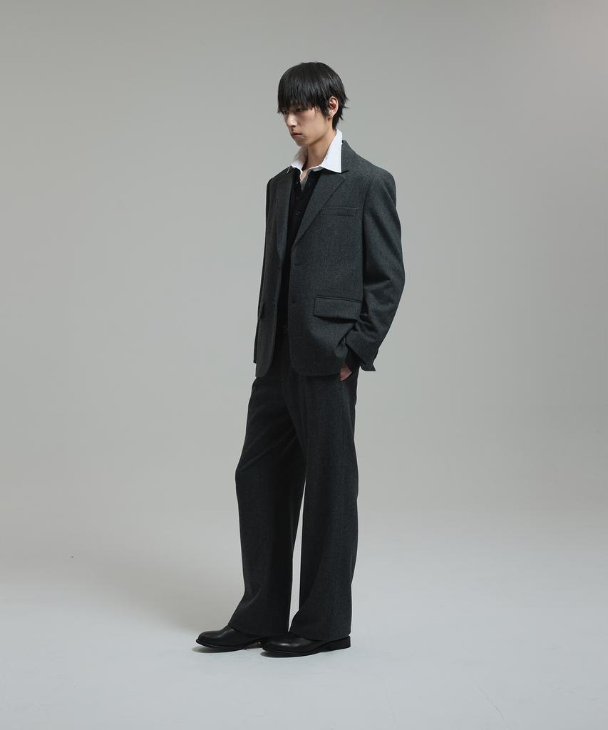 NONBLANK Wool Flannel Loose Fit Jacket_Melange Grey