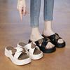French High-end Thick-soled Crossed Slippers Women's Summer Wear 2025 New Fairy Style with Skirt Beach Cool Slippers