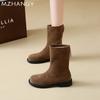 Модные плоские платформенные женские замшевые зимние ботинки для платья, модные теплые ботинки с коротким плюшем для женщин, тренд 2024, новые зимние уютные Zapatos Para Mujer