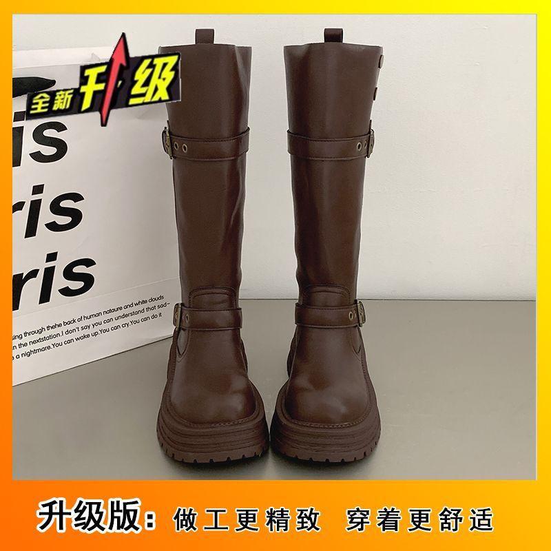 But Knee Boots Women's 2025 Autumn and Winter New Fashion Knight Boots Retro Platform Versatile Fashion Martin Boots