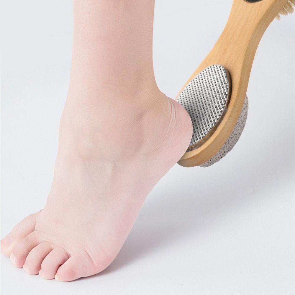 Grinding Stone 4-in-1 Double-sided Foot Scrubber Wooden Exfoliating Foot Scrubber Personal Care