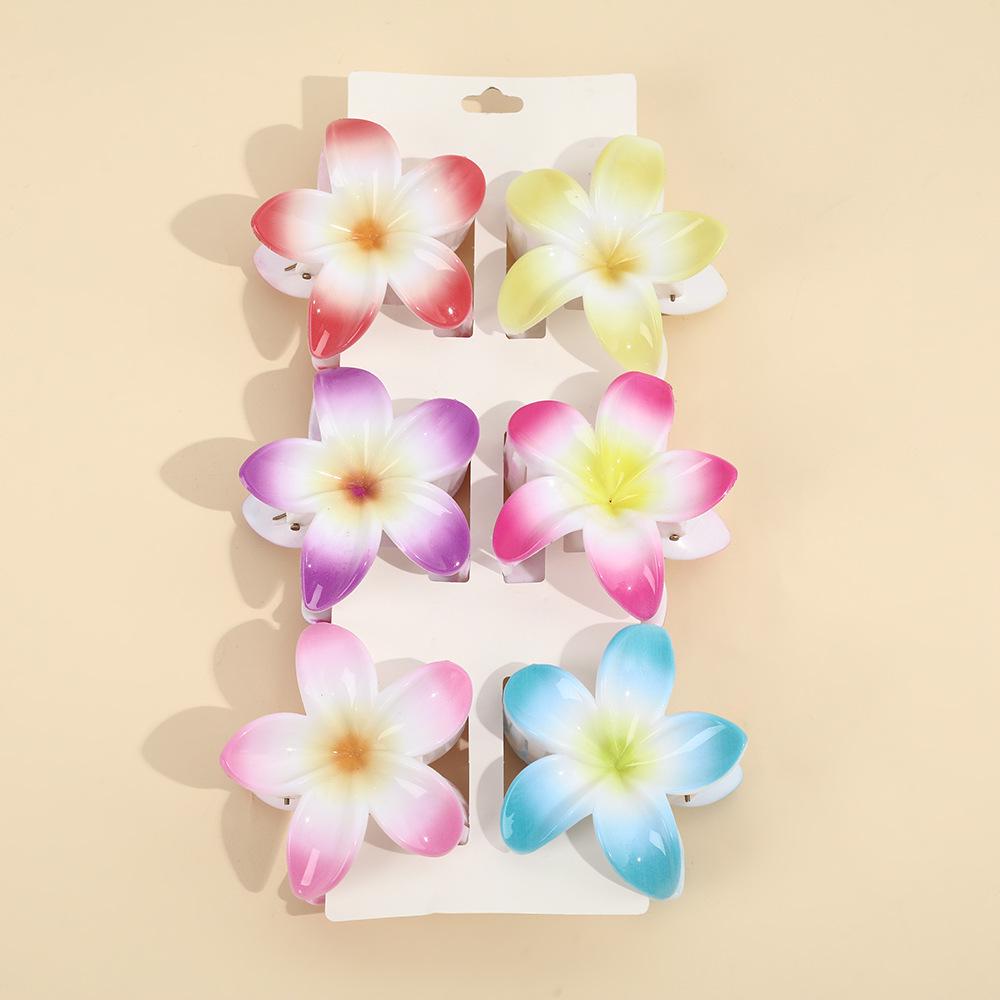 Frangipani Flower Hair Clip for Women, Colorful Beach Accessory, Updo Shark Hairpin, In Stock