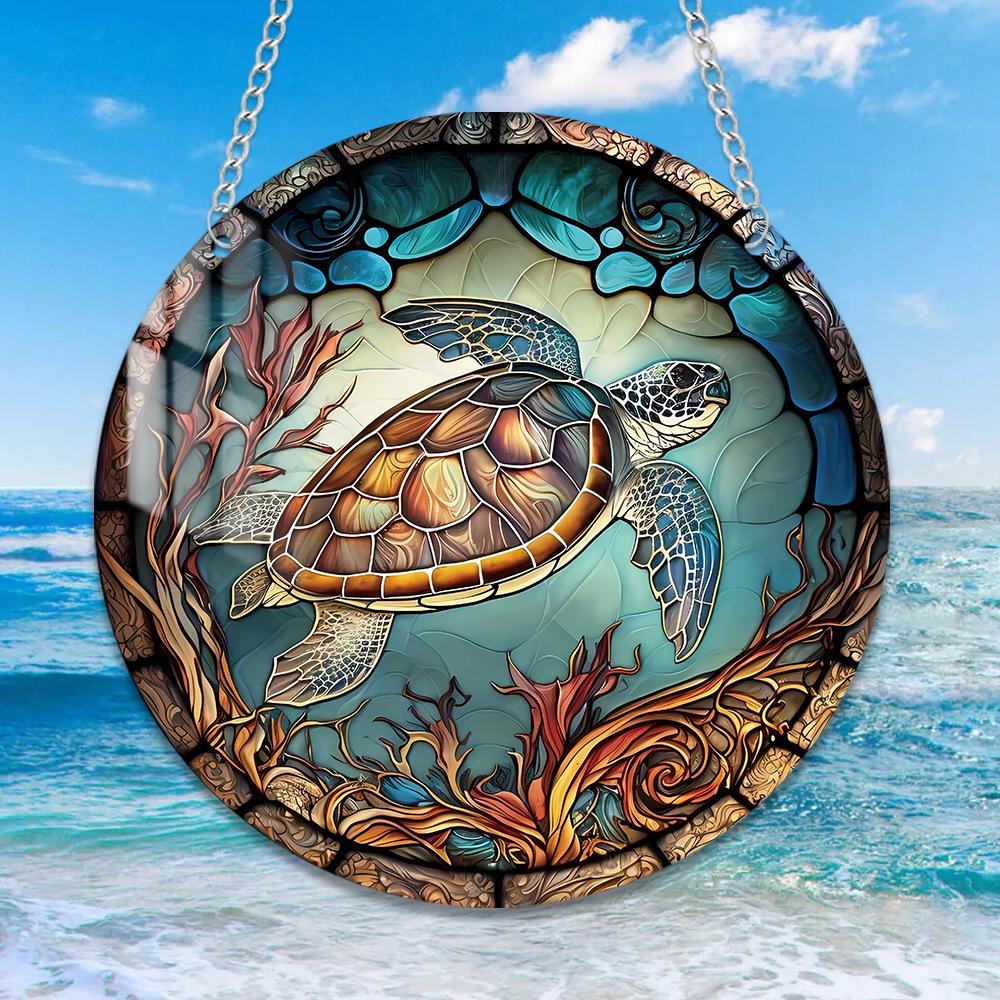1pc Tree of Life Turtle Butterfly Dragonfly Acrylic Home Wall Decoration Chain Pendant Pendant