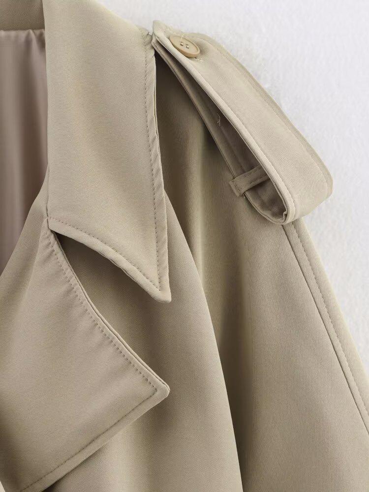 European-American Style Women's Casual Tie-Waist Trench Coat