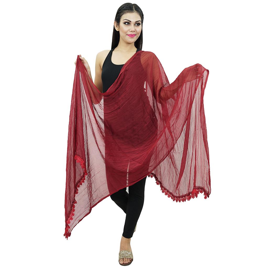 Chiffon Blend Dupatta Long Stole Women Neck Wrap Indian Scarves Chunni Beach