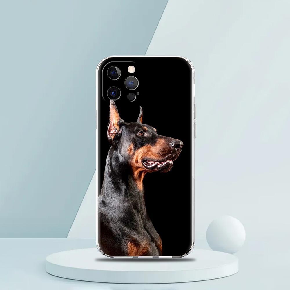 Чехол для iPhone 16 15 14 13 12 Pro Max с изображением добермана, прозрачный мягкий чехол для iPhone 11 Pro Max 7 8 Plus XS XR, защитная крышка, чехлы, сумки